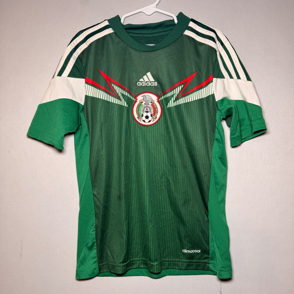 Adidas Mexico Soccer Jersey Kids S Green 2014 Futbol Climacool FMF G86990 Fifa